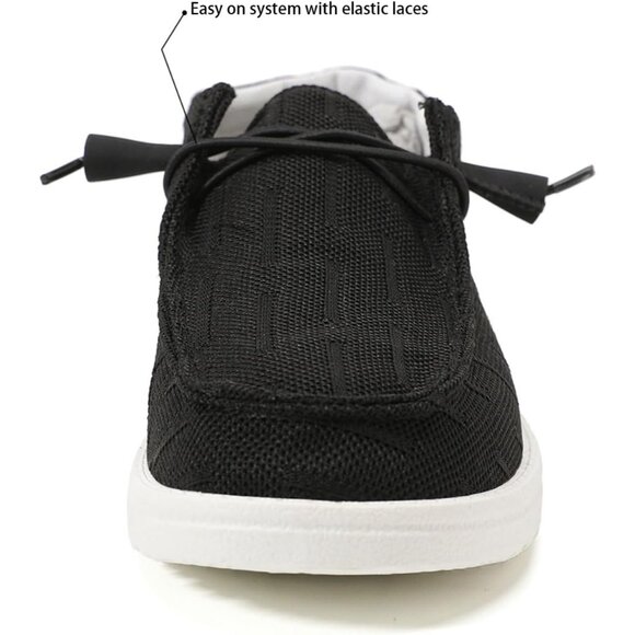 Women's Casual Slip On Deck Canvas Loafers Sneakers Lightweight Boot Shoes Black - Picture 3 of 7